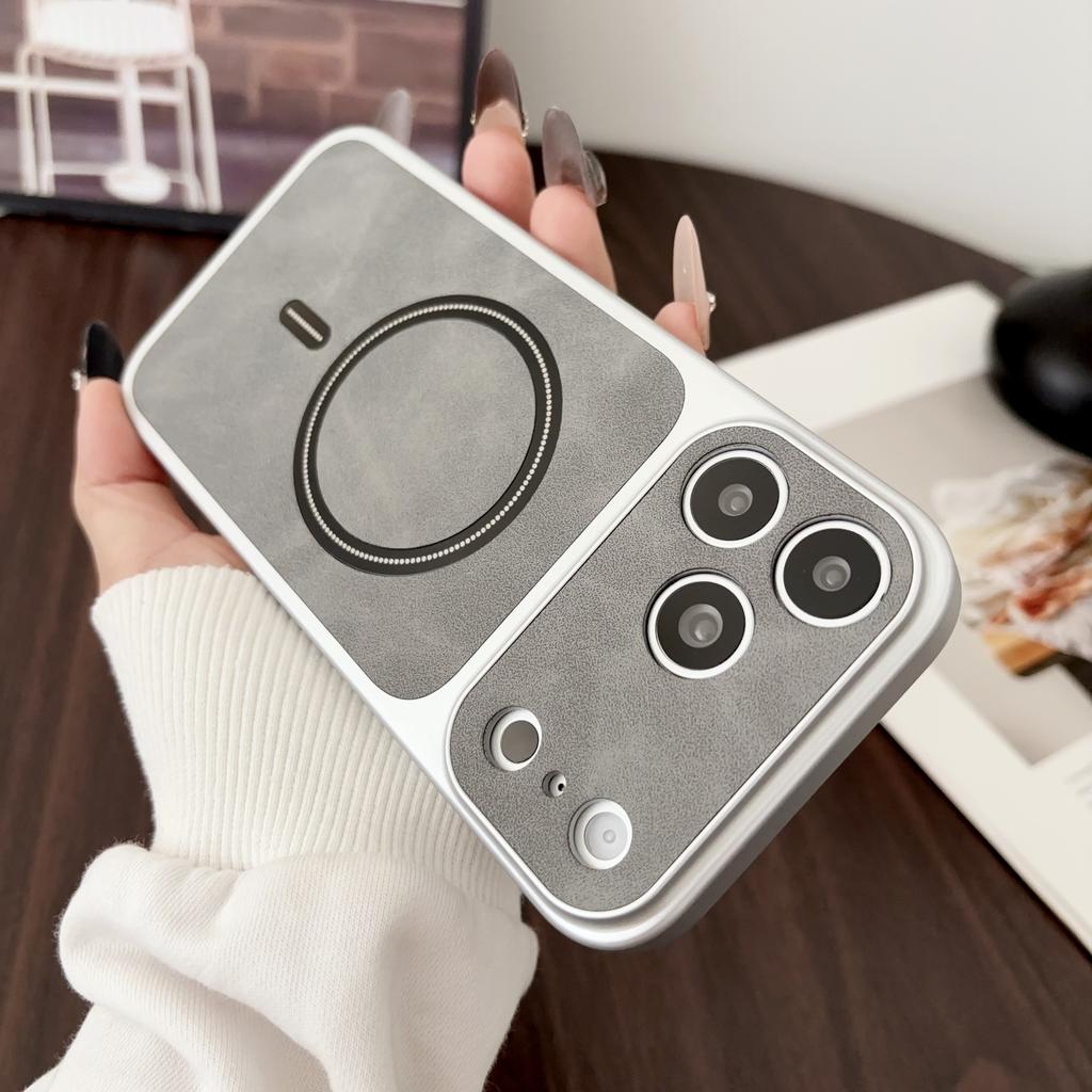 Magnetic Leather Phone Case For For Iphone 17 13 14 1 16 Pro Max Air 17Pro Big Windows Wireless Charging Protector Cover