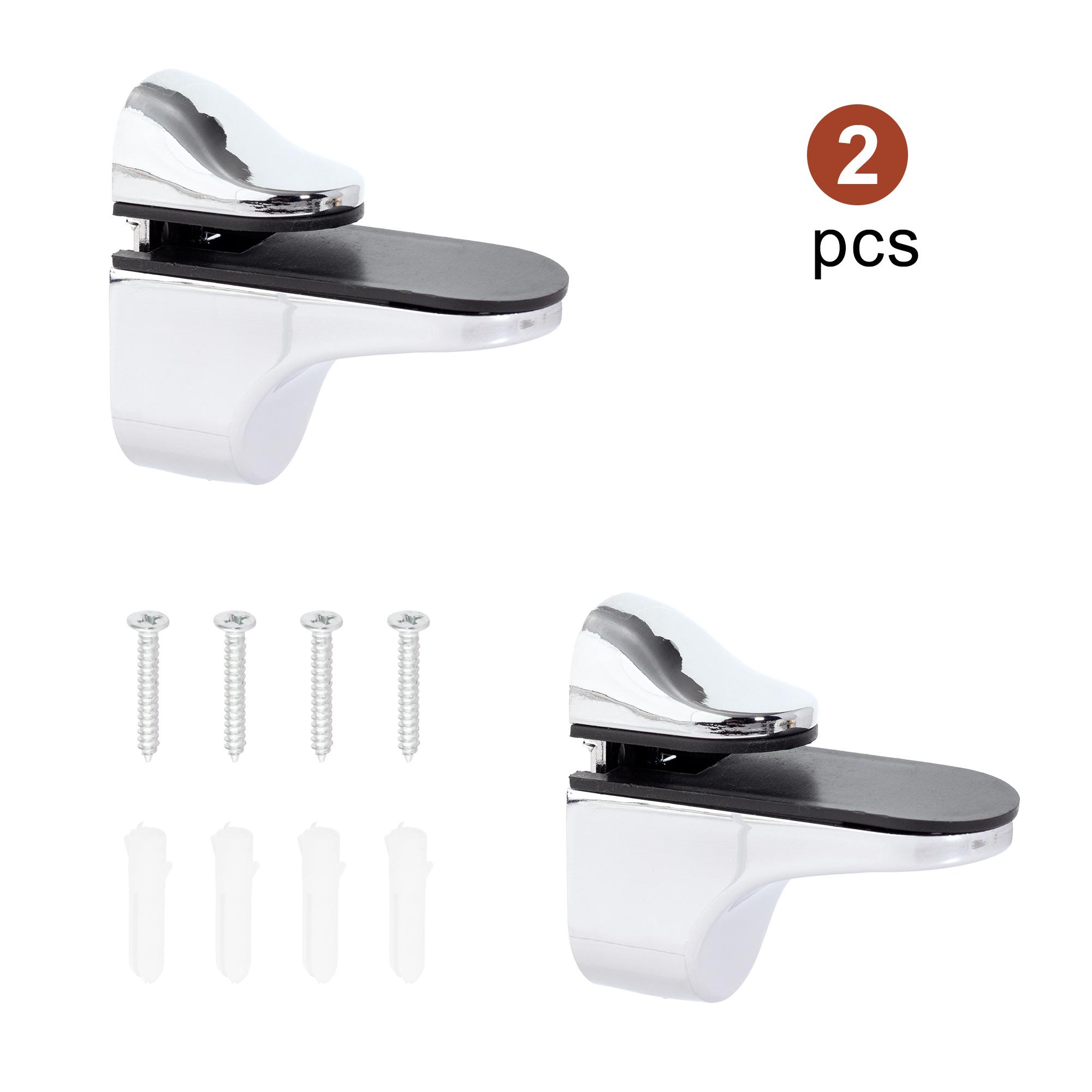 2pcs Zinc Alloy Floating Wall Shelf Support Adjustable Metal Shelf Clips for Glass or Wooden Book shelf Cabinet Closet Shelves 2.2 inch