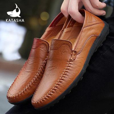 Men's 2025 Spring/Summer Breathable Leather Loafers - Casual, Fashionable, Round Toe Slip-ons