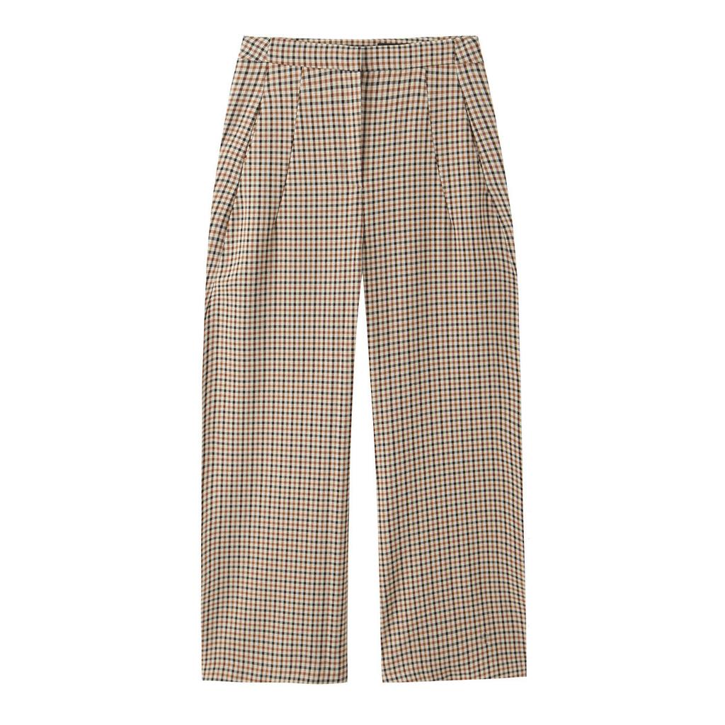 European and American style French women's clothing fashion versatile temperament plaid straight-cut blazer + pants