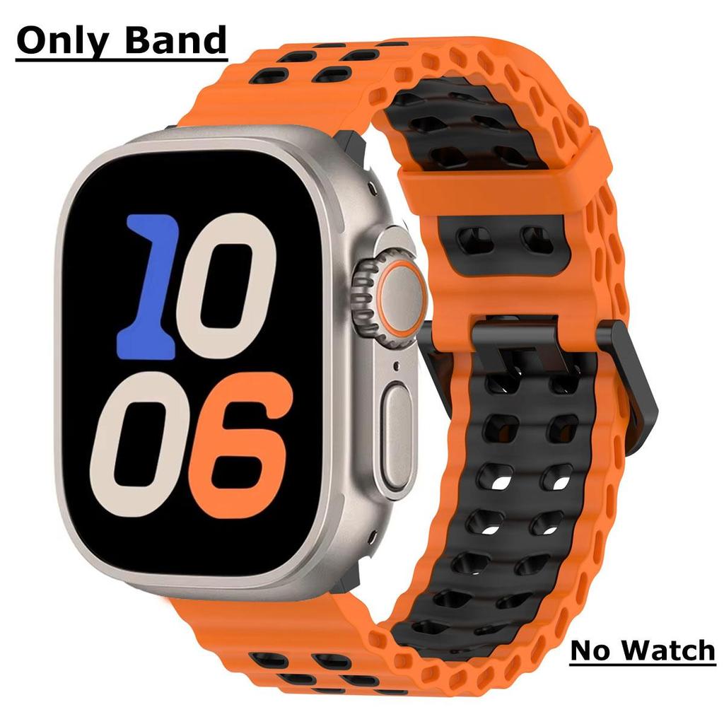 Ocean Silicone Strap for Apple Watch Ultra 2 49mm Band Breathable Bracelet for iWatch Series 10 46mm 42mm 9 8 7 6 SE 45mm 44mm