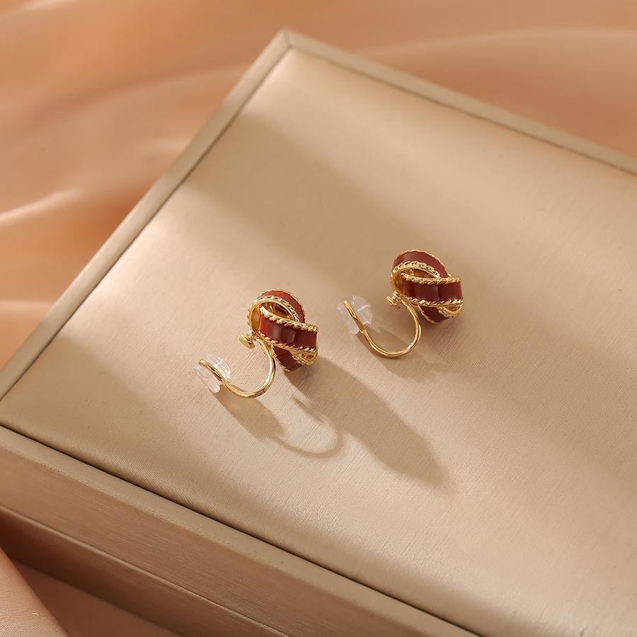 Retro Without Pierced Ear Clip Silicone Earrings for Women Spring Summer Luxury Earring