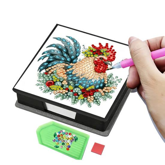 DIY Note Box Diamond Art Kit Sticky Note Holder Craft Set Diamond Art Project Memo Pad Holder DIY Kit for Gift And Home Office Desk Decor