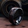 Luxus Herren 8mm Koa Holz Inlay Titan Ehering für Männer Frauen Kuppel poliert Edelstahl Verlobungsring Männer Ehering