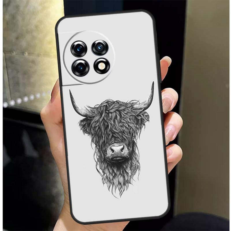 Highland Cow Scottish Art Cover For OnePlus 13 13R 12 12R 11 10 Pro 8T 10T OnePlus Nord 4 CE 3 2 Lite N30 N20 N10 Case