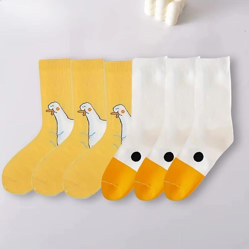 Soft Goose Duck Printed Socks Breathable Mid Tube Sock Funny Warm Socks  Women Men Universal