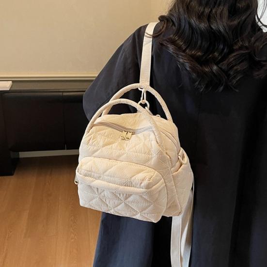 Women Quilted Sling Backpack Convertible Shoulder Bag Crossbody Purse with Handles Handbag for Travel Work Daily Errands