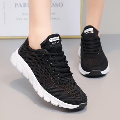 Women's Shoes Summer New Fly-woven Breathable Shoes Comfortable Versatile Lace-up Hollow Large Net Casual Shoes Women