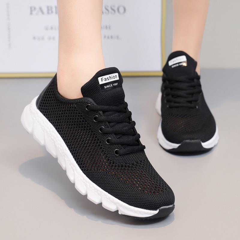 Women's shoes summer new fly-woven breathable shoes comfortable versatile lace-up hollow large net casual shoes women