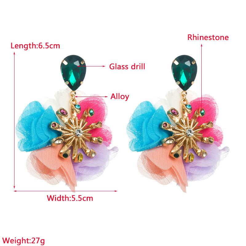 Frauen Retro Tropfen Ohrringe Titan Stahl Legierung Anhänger Ohrringe Acryl Bunte Kristall Blume Form Geometrische Ohr Ornamente