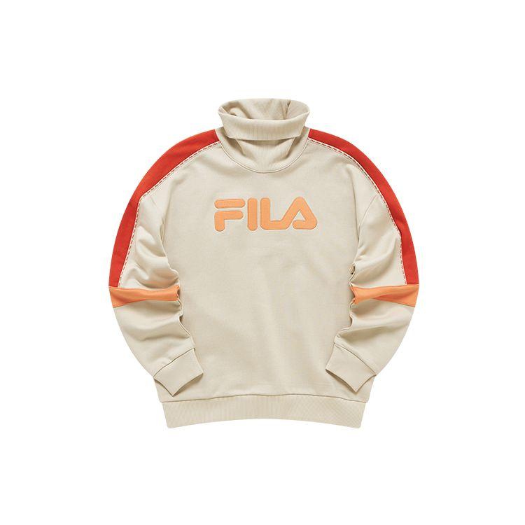 Fila Fusion Loose Fit Mock Neck Pullover Sweatshirt Women Tops Camel T11W211210F-BG