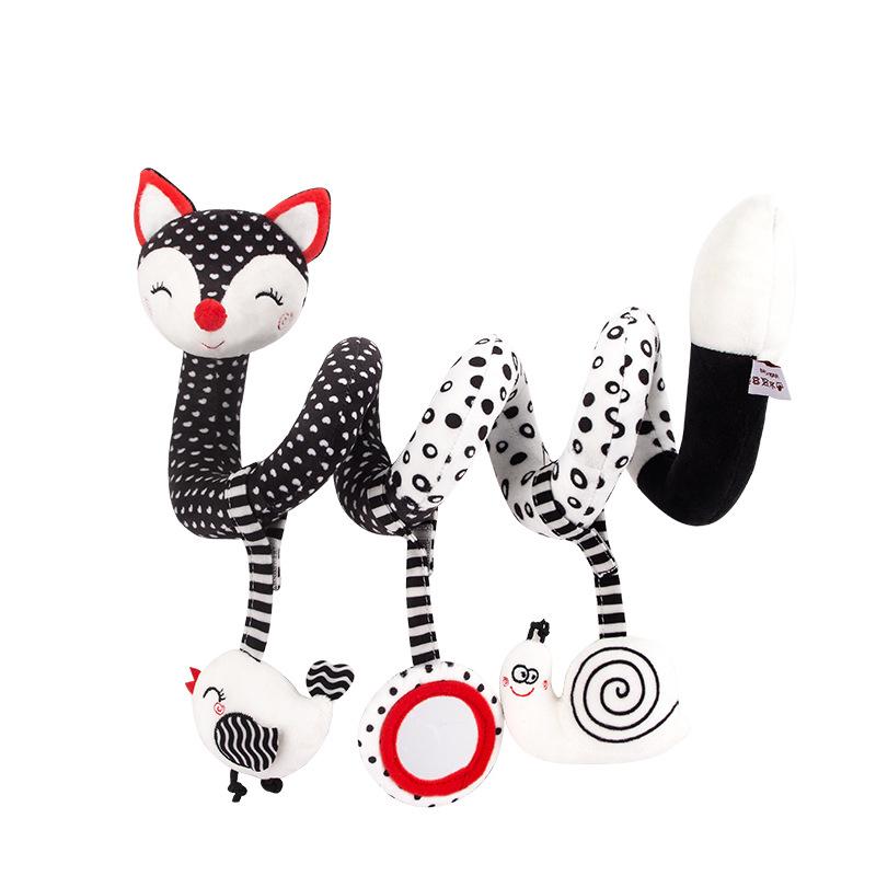 Infant Baby Spiral Activity Hanging Toys Black White High Contrast Hanging Rattle Toys Baby Hanging Toy With Mirror Stroller Toy красный