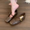 Silver Light Mouth Single Shoes Women's Spring and Autumn Casual Retro Small Leather Shoes Soft Flat Mary Jane Shoes