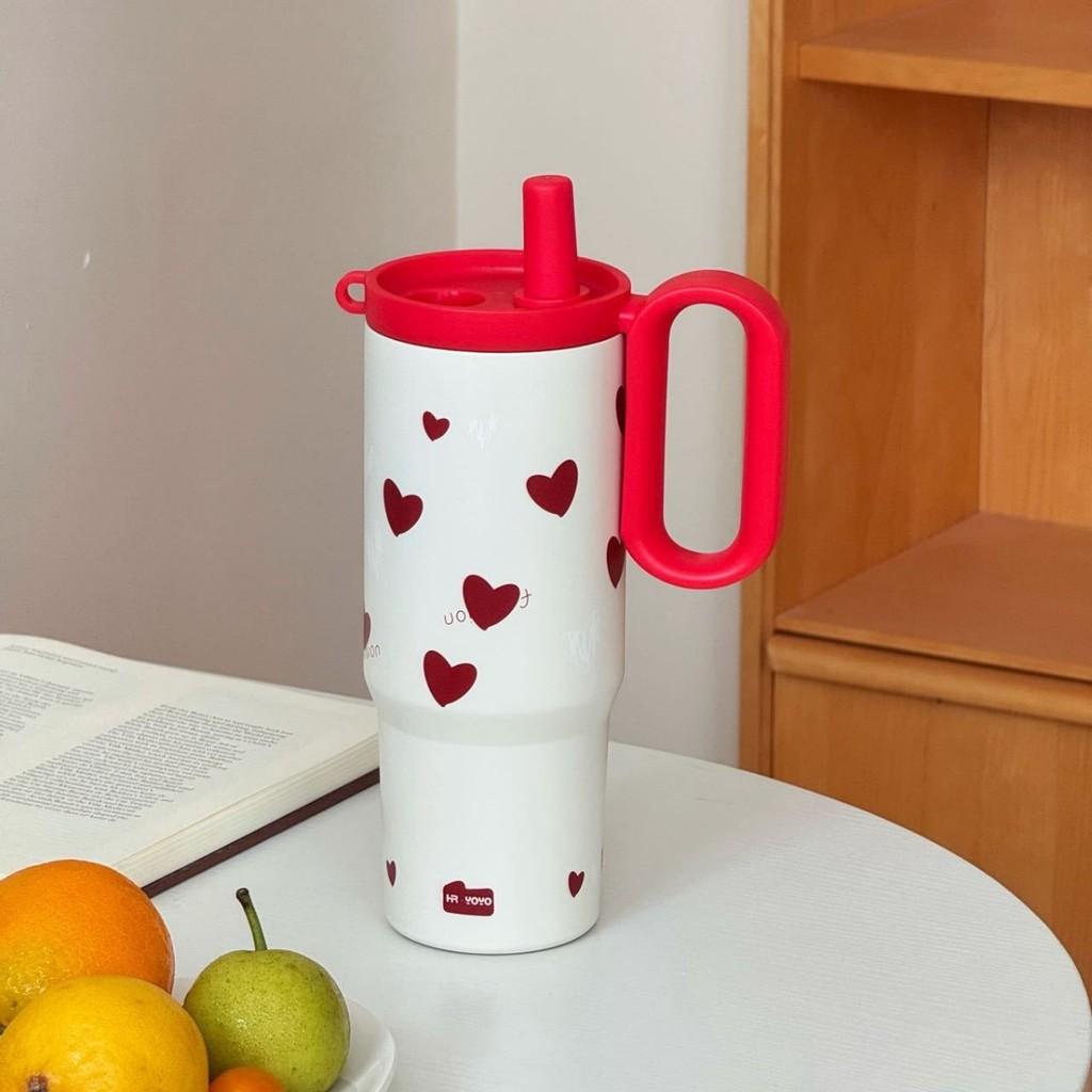 Car Cup Stainless Steel Insulated Travel Mug With Handle And Straw