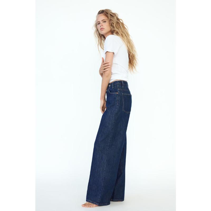 New Women's Vintage Straight Leg Jeans, Diagonal Button Detail High Waist Casual Denim Pants for Daily Wear