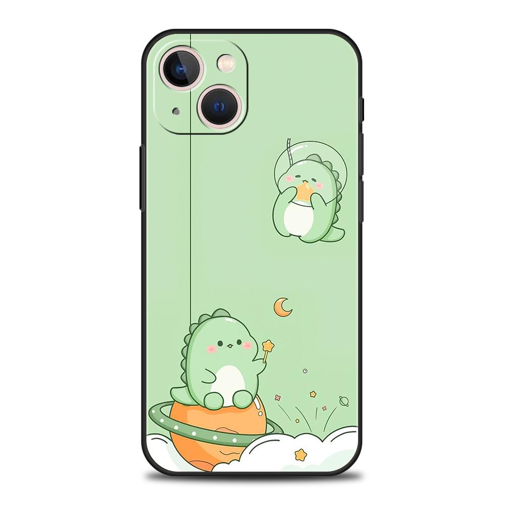 Funny Cute Cartoon Dinosaur Phone Case for iPhone 16 15 14 13 12 Pro Max 11 Pro Max 7 8 Plus XS XR Shockproof Silicon Soft Shell