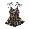 Sommer-Mädchen-Overall, ärmellos, Sling, kleiner Blumendruck, Kletteranzug