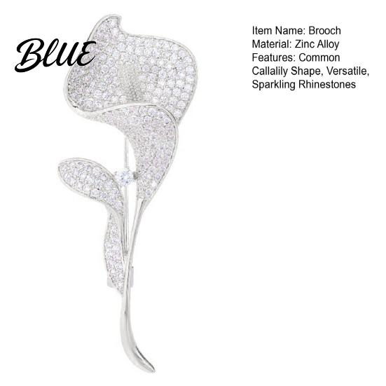 Stable Brooch Women Sparkling Rhinestone Inlaid Common Callalily Shape Anti-Exposure