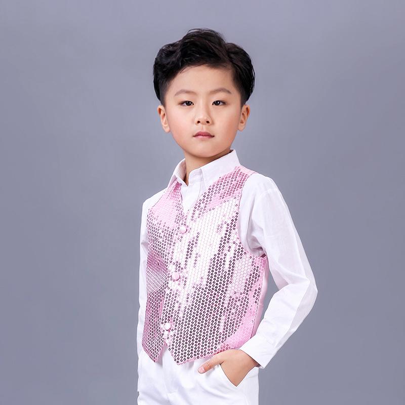 Children's Sequin Vest Dancewear: Jazz, Street, Catwalk Performance Costume for Girls and Boys
