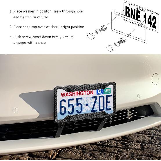 License Plate Frame, 4 Holes Rustproof Aluminum Alloy Car Tag Frame with Screws Caps, Heavy Duty License Plate Holder Exterior Accessories for Most
