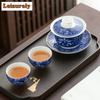 50ml Retro Blue and White Teacup Meditation Cup Handmade Boutique Tea Bowl Chinese Porcelain Tea Set Accessories Master Tea Cup