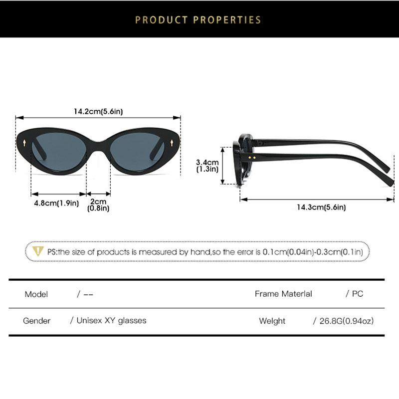 Y2K Sexy Cat Eye Vintage Sunglasses Women Men Luxury Designer Sun Glasses Punk Classic Rivet Outdoor Shades