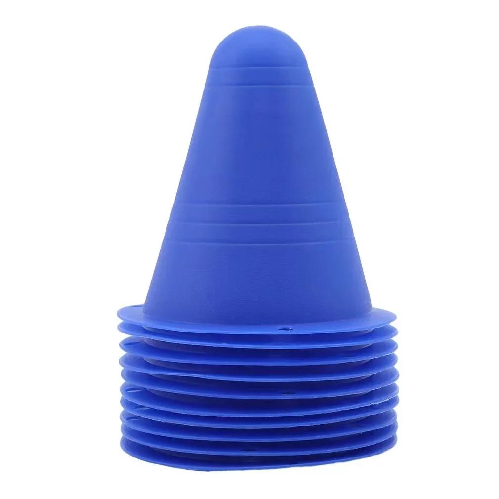 

10PCS Non-Slip Agility Cones - PE Training Markers for Soccer/Skate/Basketball, Portable Obstacle Equipment (5 Colors) синій