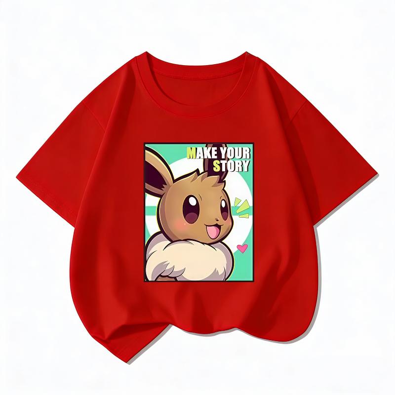 Potdemiel Summer New Pikachu Children's Pure Cotton T-Shirt, Boys and Girls Tops, Comfortable and Breathable Children's T-Shirt