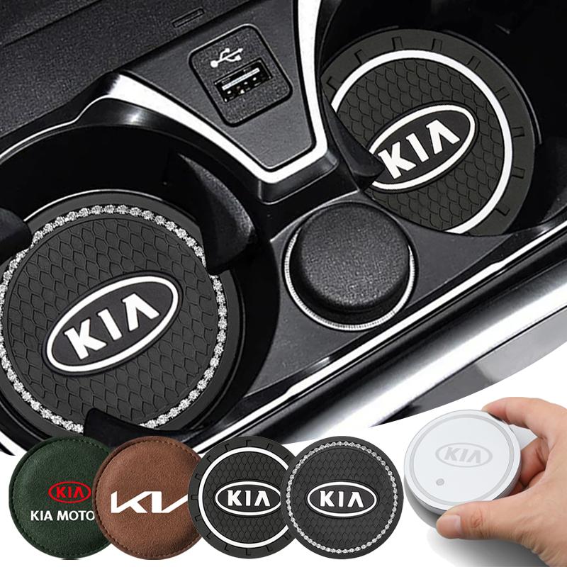 1/2Pcs Non-slip Mat Water Cup Slot Pad Car Coaster For Kia Sportage K2 K6 KX1 RIO Optima PV5 K4 Ceed Sorento Picanto Soul Forte Szvm60