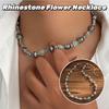 Hip Hop Coconut Tree Pendant Choker Silver Rhinestone Flower Necklace Coconut Husk Necklace  Women