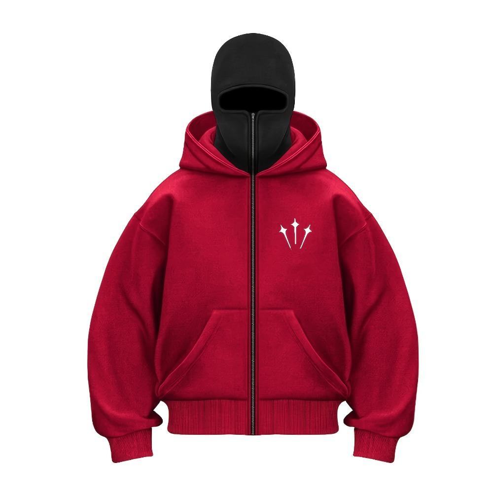 Fashionable Double-layer Hooded Half Zip Sweatshirt with Geometric Pattern Print Suitable for Daily Wear and Street Style Design