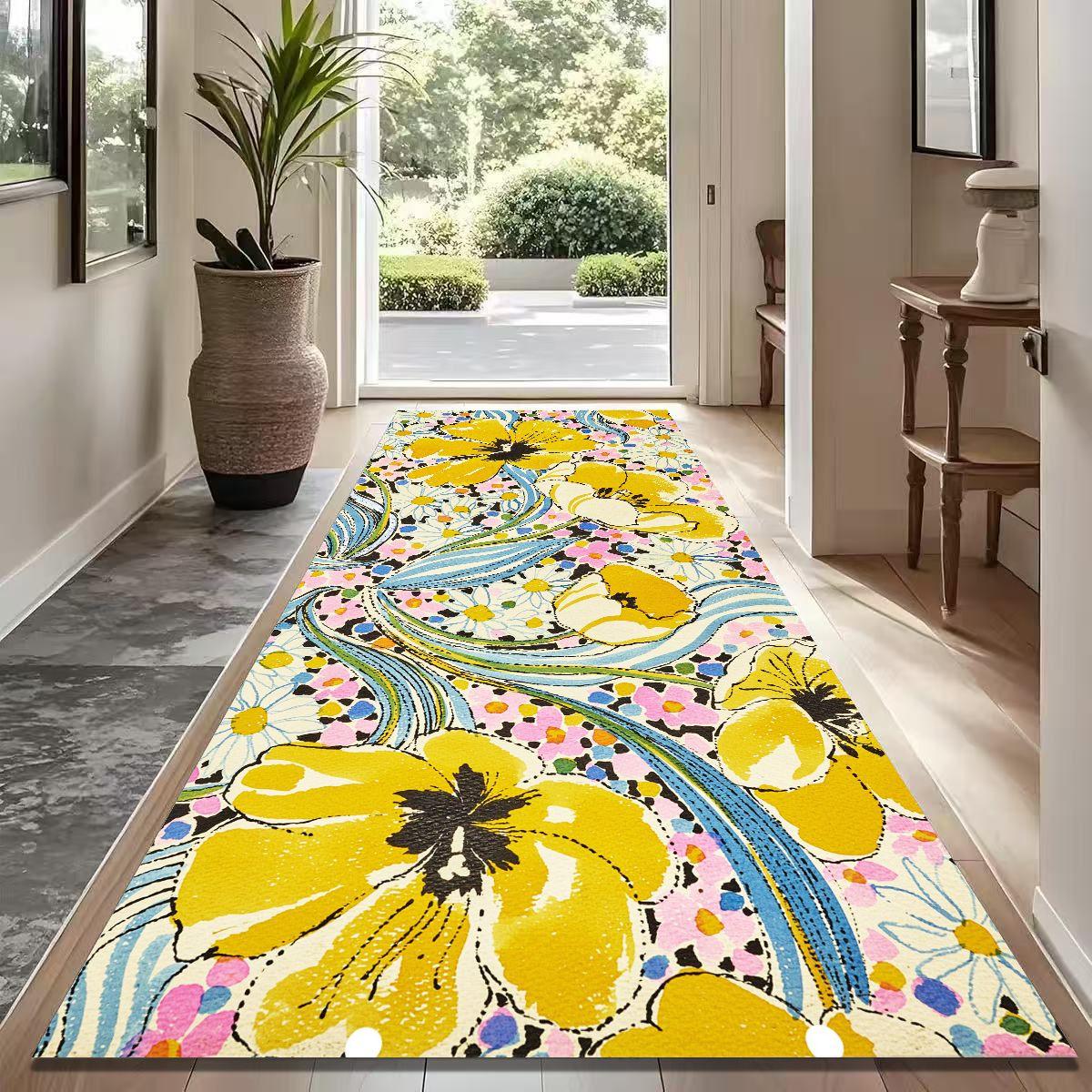 Hippie Chic Runner Tapijt Heldere Zomerbloemen Hal Mat Antislip 40X120CM (1.3X3.9FT