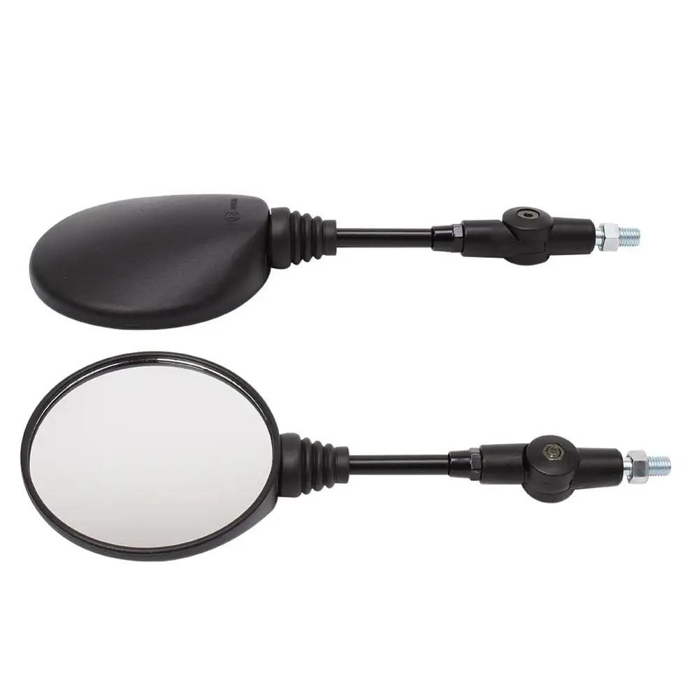 Motorcycle Black Universal 10mm Side Mirror Rearview Mirror Anti-fall Folding Round Mirror