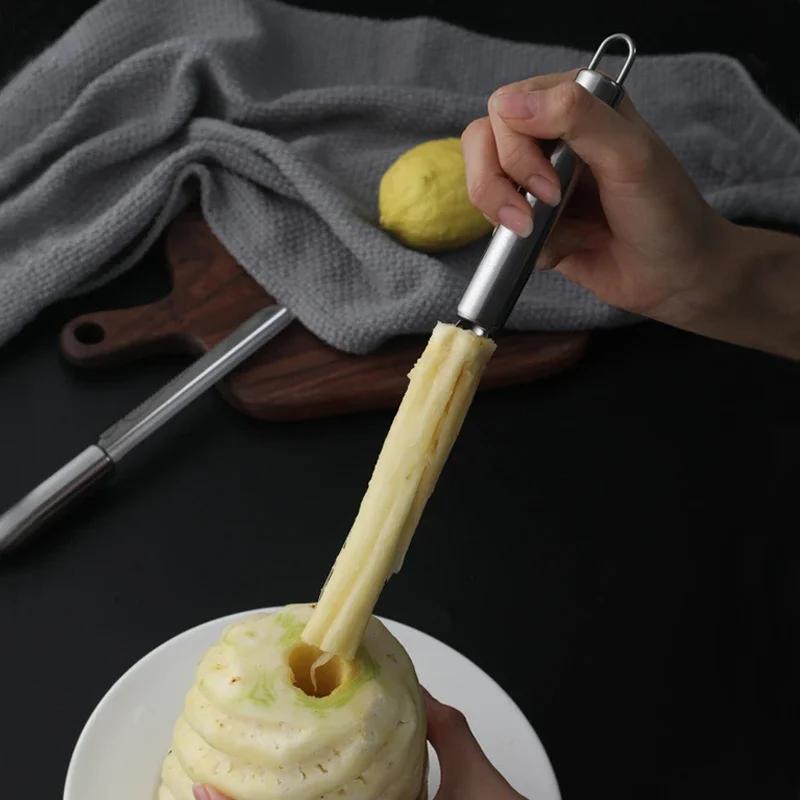 Multifunction Pineapple Corer Pear Corer Non-slip Long Strip Fruit Peeler Stainless Steel Pineapple Knife Kitchen Manual Slicers