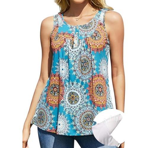 

Женские струящиеся топы Charmleaks со встроенными бюстгальтерами, плиссированные туники, блузки, повседневные топы без рукавов, изогнутый подол 3XL коричневый/зелёный