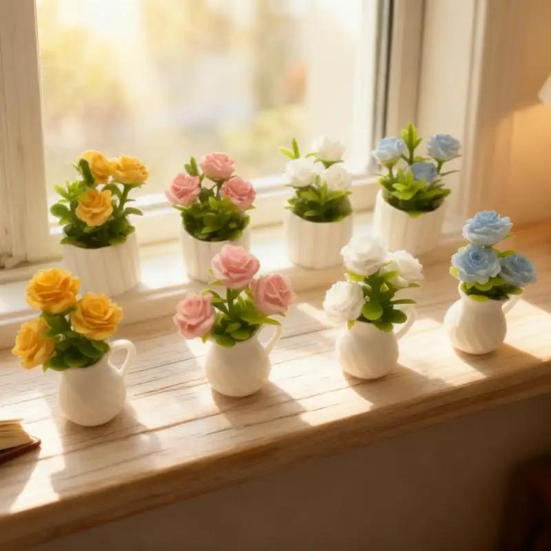 1Pcs Dollhouse Mini Simulation Green Plants Potted Plants Micro Landscape Horticultural Decoration Doll House Accessories