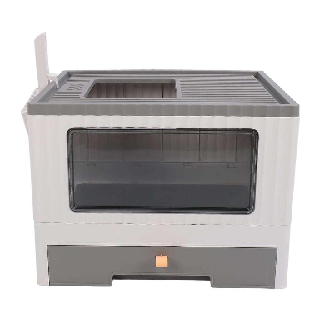 Enclosed Litter Box Foldable Top Entry Drawer Type Prevent Splashing Cat Toilet Box for Adult Cat
