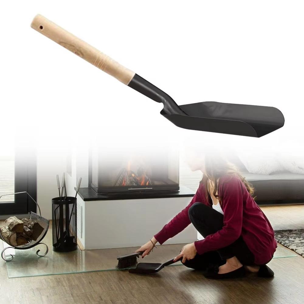 Iron Dustpan Ash Shovel Wooden Handle Gardening Tools Wood Burner Accessories  Fireplace Cleaning