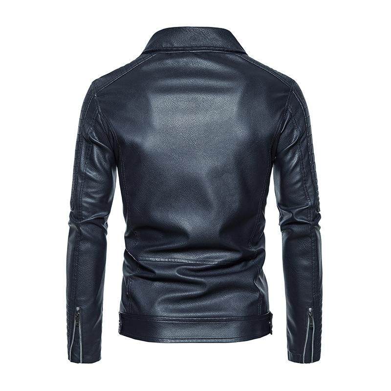 Leather Jacket Casual Autumn and Winter New Leather Jacket Green Handsome Motorcycle Pu Jacket Casual Men's Jacket Trend