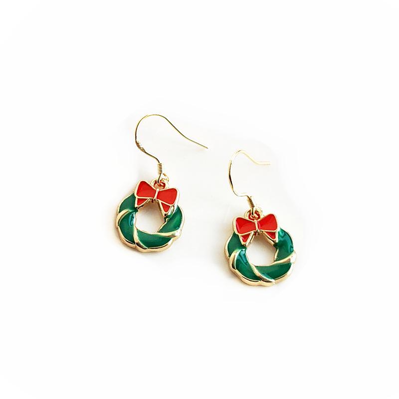 Festive Christmas S925 Silver Needle Women's Drop Glaze Earrings - Elegant Holiday Jewelry.