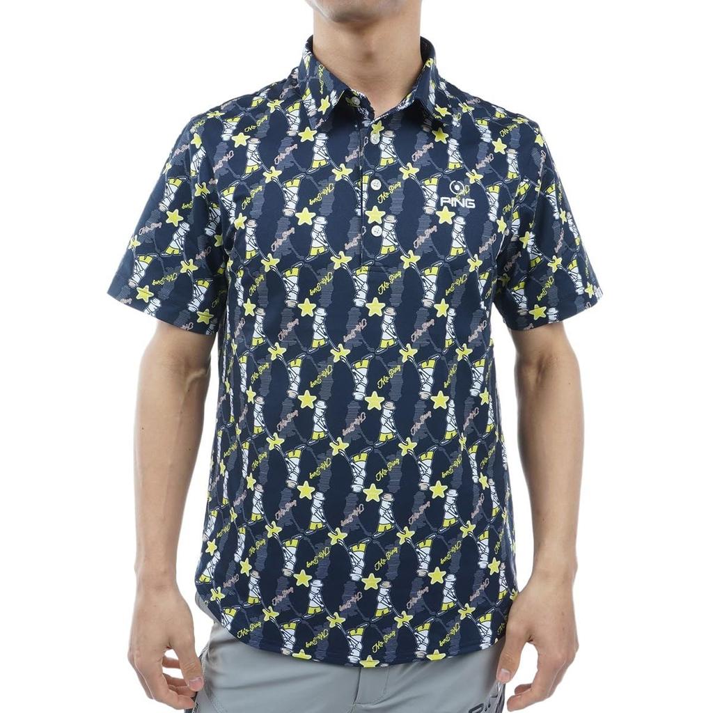 Ping Apparel Short Sleeve Polo Shirt Ping Golf M Men's (Mr. All-Over Print, Stretch) / / 621-4160207 120_Navy