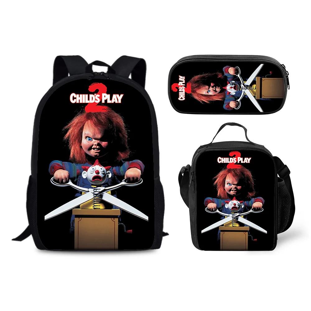 Horror Chucky Schultasche Rucksack Brottasche Federmäppchen Set Geschenk für Kinder Schüler