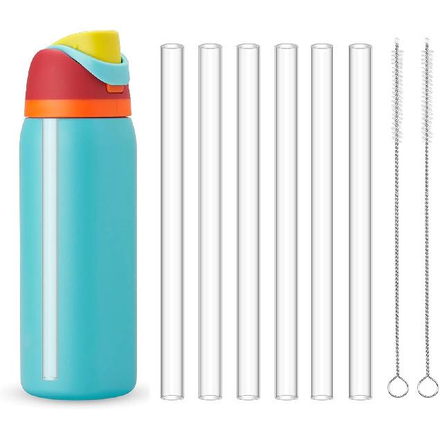 WK Ieason 6pcs Replacement Straws Reble Drinking Starws for Hydro Flask 32OZ, 18OZ and 64OZ, Plastic Straws with 2pc Cleaning Brushes Hydro Flask