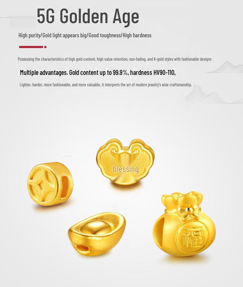 Shuibei 999 Fine Gold Ingot Bracelet with 3D Ruyi Safety Lock and Woven Hand Rope – Beauty Industry Gift