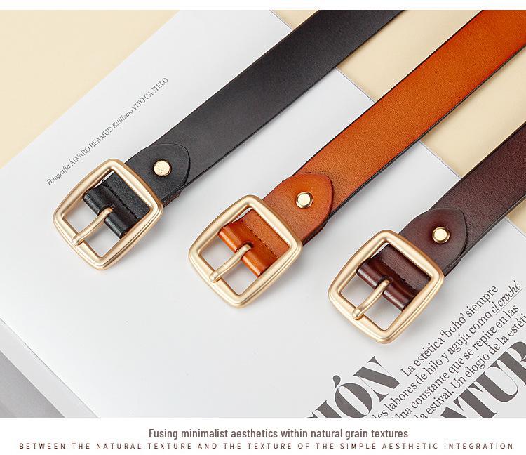 2024 Retro Korean Style Women's Genuine Cowhide Denim Belt