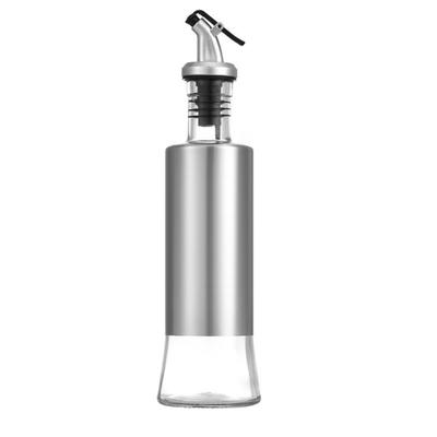 Glasölflasche mit Edelstahlschale Küche Kochen Pressbar Kontrollierbare Gewürzaufbewahrungszubehör S