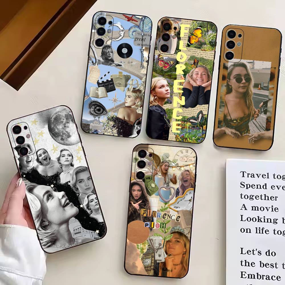 Actress F-Florence Pugh Phone Case For Samsung S25,S24,S21,S22,S23,S30,Ultra,S20,Plus,Fe,Soft Silicone Black Cover