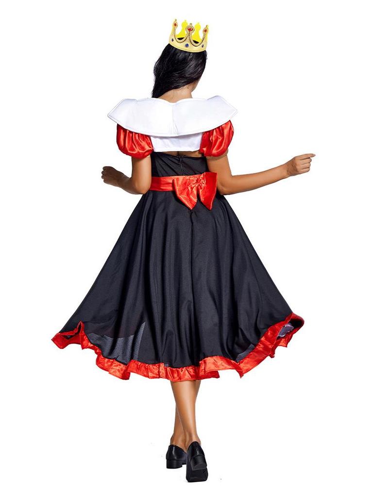 Red Queen Playing Card Costume with Cape and Full Skirt for Halloween and Stage Performance