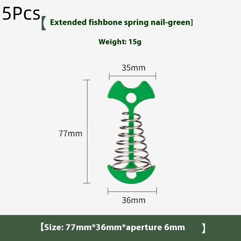 5Pcs Camping Deck Nails Spring Fish Bone Nails Wooden Board Tent Pegs Ground Nails Climbing Tent Accessories