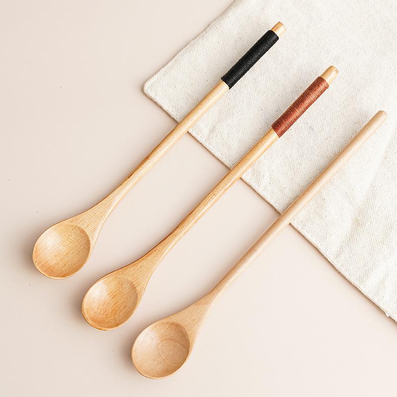 1pc Wooden Spoon Bamboo Kitchen Korean Style Natural Wood Soup Tableware Cooking Honey Coffee Spoon Mixing Spoon